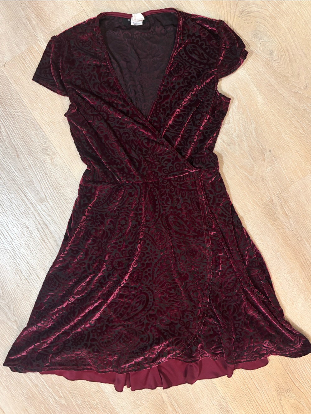 B Darlin Velvet-like Dress in Burgundy